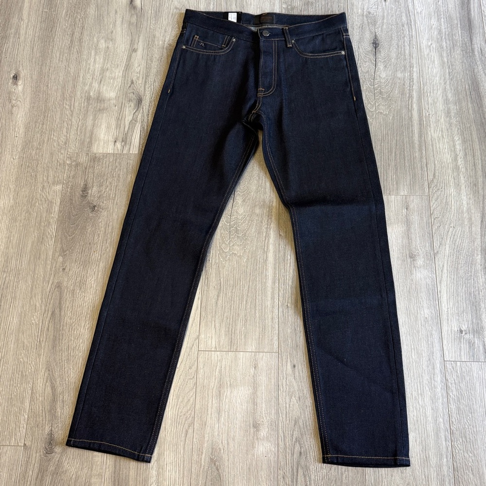 J Lindeberg Stockholm Mens Dark Indigo Raw Straight Leg Denim Jeans 30/32 - Picture 2 of 11